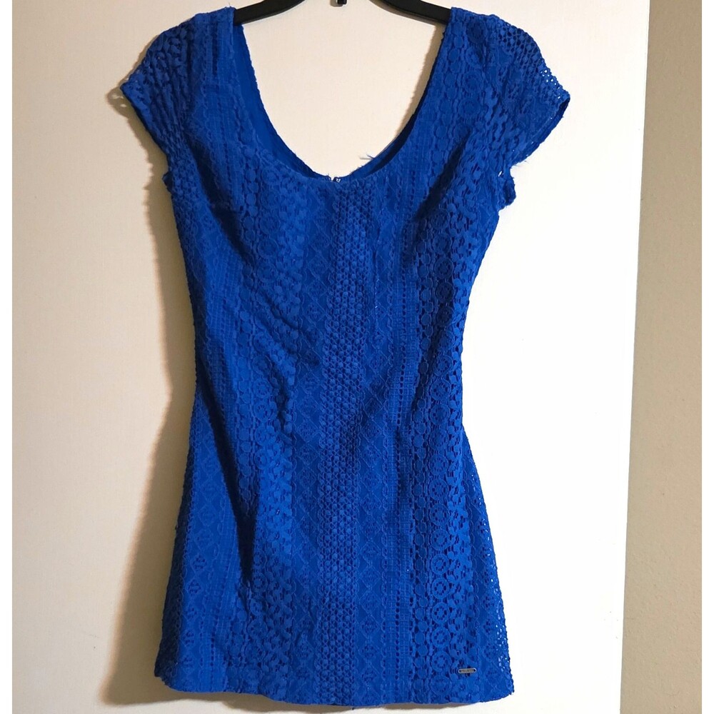 Hollister Blue Lace V-Neck Cap Sleeve Dress, Juniors Sz 1